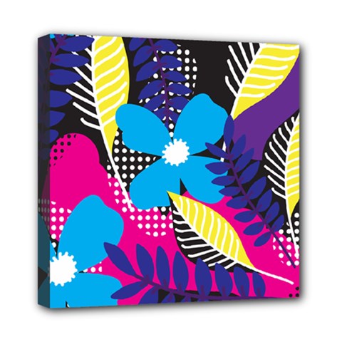 Pattern Leaf Polka Leaves Mini Canvas 8  X 8  (stretched)