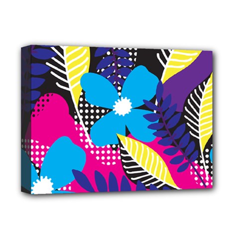 Pattern Leaf Polka Leaves Deluxe Canvas 16  X 12  (stretched)  by HermanTelo