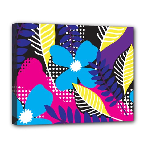 Pattern Leaf Polka Leaves Deluxe Canvas 20  X 16  (stretched) by HermanTelo