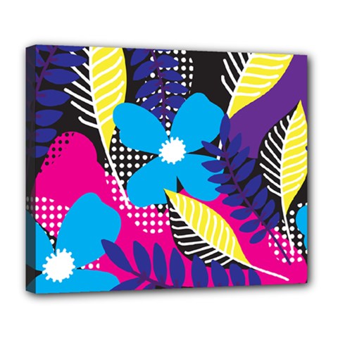 Pattern Leaf Polka Leaves Deluxe Canvas 24  X 20  (stretched) by HermanTelo