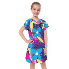 Pattern Leaf Polka Leaves Kids  Drop Waist Dress