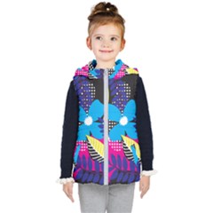 Pattern Leaf Polka Leaves Kids  Hooded Puffer Vest by HermanTelo