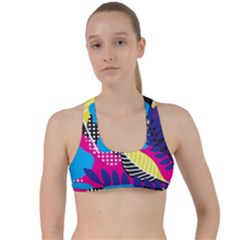 Pattern Leaf Polka Leaves Criss Cross Racerback Sports Bra