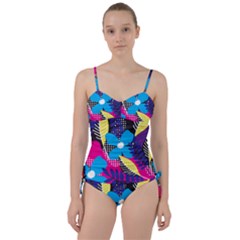 Pattern Leaf Polka Leaves Sweetheart Tankini Set