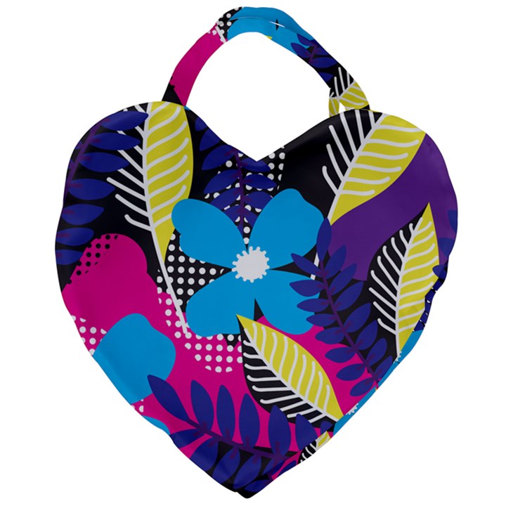 Pattern Leaf Polka Leaves Giant Heart Shaped Tote