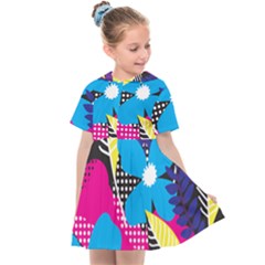 Pattern Leaf Polka Leaves Kids  Sailor Dress