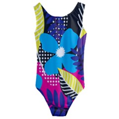 Pattern Leaf Polka Leaves Kids  Cut-out Back One Piece Swimsuit