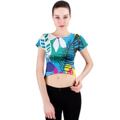 Pattern Leaf Polka Flower Crew Neck Crop Top