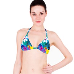 Pattern Leaf Polka Flower Bikini Top