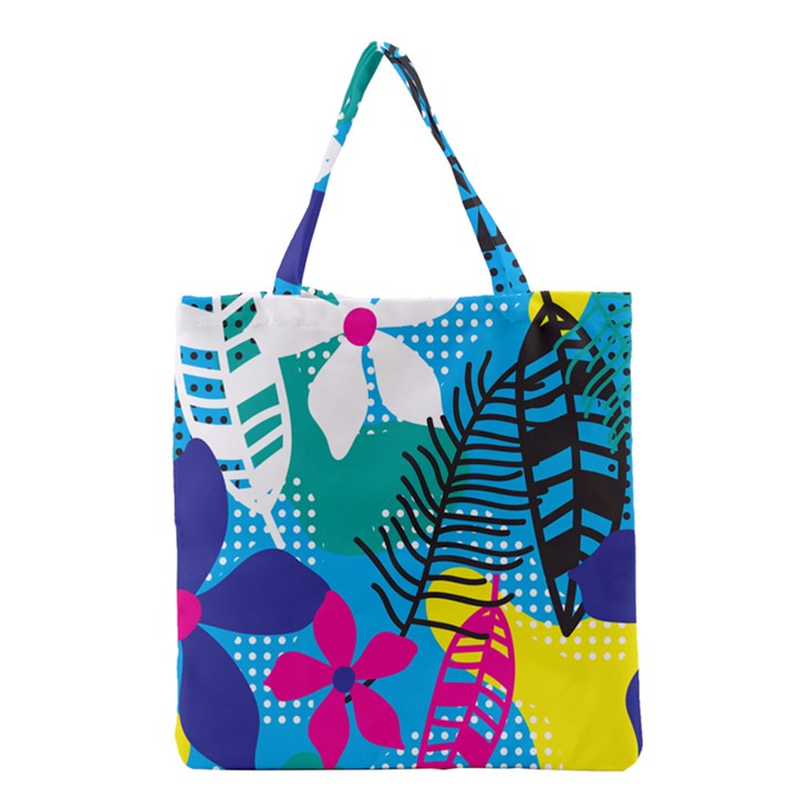 Pattern Leaf Polka Flower Grocery Tote Bag