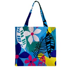 Pattern Leaf Polka Flower Zipper Grocery Tote Bag