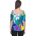 Pattern Leaf Polka Flower Cutout Shoulder Tee View2