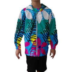 Pattern Leaf Polka Flower Kids  Hooded Windbreaker