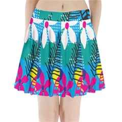 Pattern Leaf Polka Flower Pleated Mini Skirt