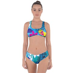 Pattern Leaf Polka Flower Criss Cross Bikini Set