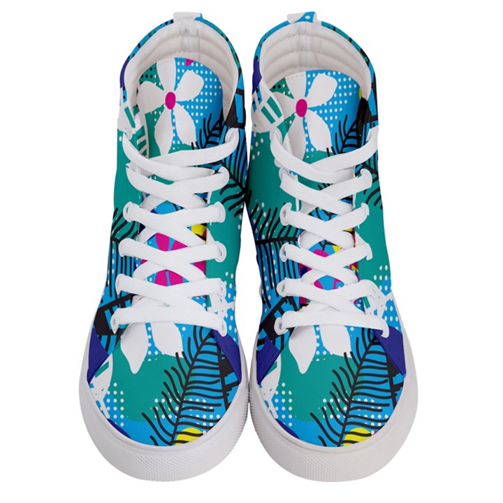 Pattern Leaf Polka Flower Men s Hi-Top Skate Sneakers