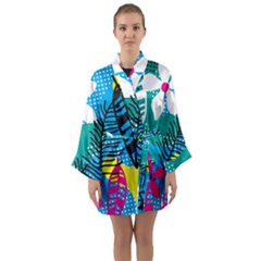 Pattern Leaf Polka Flower Long Sleeve Kimono Robe