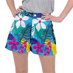 Pattern Leaf Polka Flower Ripstop Shorts by HermanTelo