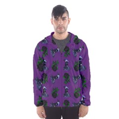 Gothic Girl Rose Purple Pattern Men s Hooded Windbreaker