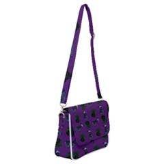 Gothic Girl Rose Purple Pattern Shoulder Bag With Back Zipper by snowwhitegirl