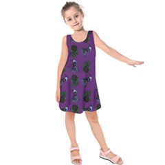 Gothic Girl Rose Purple Pattern Kids  Sleeveless Dress by snowwhitegirl