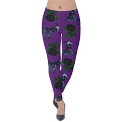 Gothic Girl Rose Purple Pattern Velvet Leggings