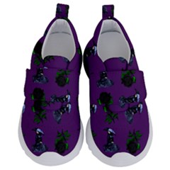 Gothic Girl Rose Purple Pattern Kids  Velcro No Lace Shoes by snowwhitegirl