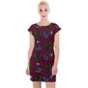 Gothic Girl Rose Red Pattern Cap Sleeve Bodycon Dress View1