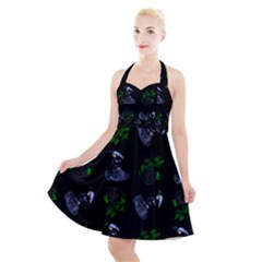 Gothic Girl Rose Black Pattern Halter Party Swing Dress  by snowwhitegirl