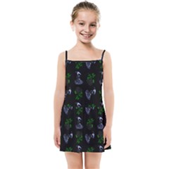 Gothic Girl Rose Black Pattern Kids  Summer Sun Dress