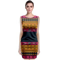 Pattern Ornaments Africa Safari Sleeveless Velvet Midi Dress