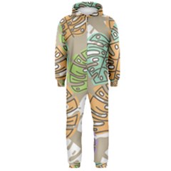 Pattern Leaves Banana Rainbow Hooded Jumpsuit (men) 