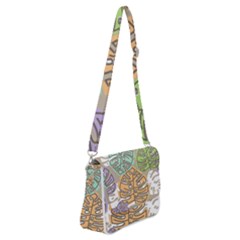 Pattern Leaves Banana Rainbow Shoulder Bag With Back Zipper