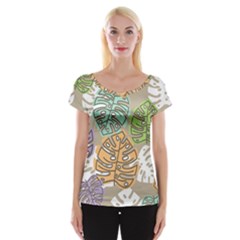 Pattern Leaves Banana Rainbow Cap Sleeve Top by HermanTelo