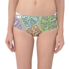 Pattern Leaves Banana Rainbow Mid-waist Bikini Bottoms