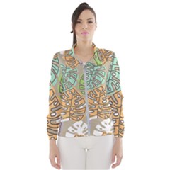 Pattern Leaves Banana Rainbow Women s Windbreaker