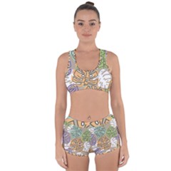 Pattern Leaves Banana Rainbow Racerback Boyleg Bikini Set