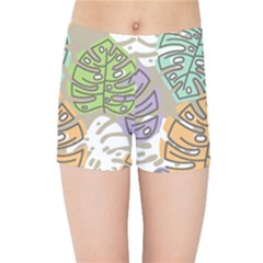 Pattern Leaves Banana Rainbow Kids  Sports Shorts by HermanTelo