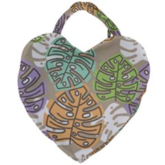 Pattern Leaves Banana Rainbow Giant Heart Shaped Tote