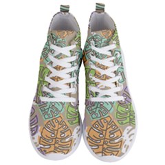 Pattern Leaves Banana Rainbow Men s Lightweight High Top Sneakers