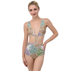 Pattern Leaves Banana Rainbow Tied Up Two Piece Swimsuit