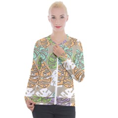 Pattern Leaves Banana Rainbow Casual Zip Up Jacket