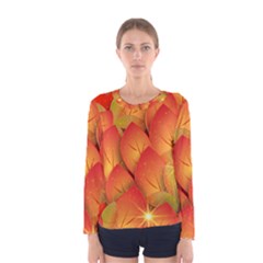 Pattern Texture Leaf Women s Long Sleeve Tee