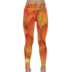 Pattern Texture Leaf Classic Yoga Leggings by HermanTelo