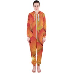 Pattern Texture Leaf Hooded Jumpsuit (ladies) 