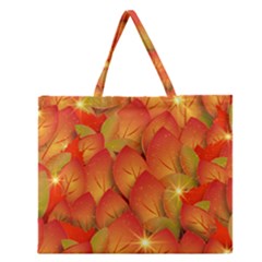 Pattern Texture Leaf Zipper Large Tote Bag