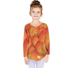 Pattern Texture Leaf Kids  Long Sleeve Tee