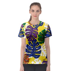 Pattern Leaves Grey Women s Sport Mesh Tee