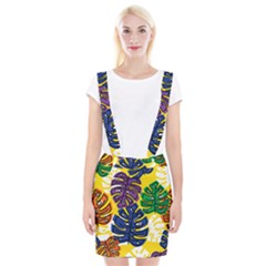 Pattern Leaves Grey Braces Suspender Skirt