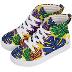 Pattern Leaves Grey Kids  Hi-top Skate Sneakers